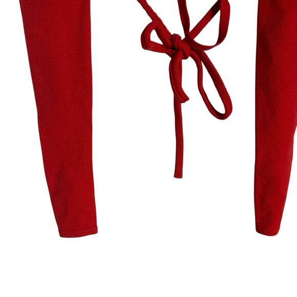 For Love & Lemons Edith Red Cropped Strappy Tie Back Sweater Skirt Set XXS - Picture 8 of 16